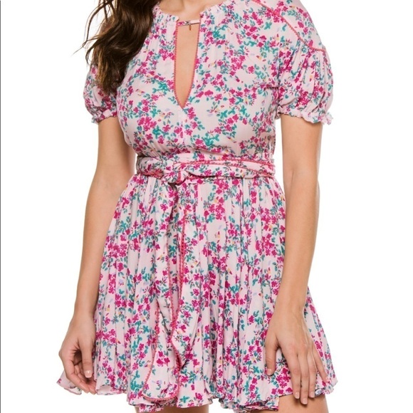 Poupette St Barth pink kookoo bird mini dress NWT - Picture 2 of 8